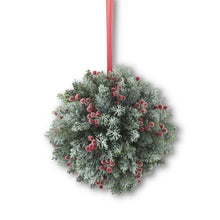 Load image into Gallery viewer, Icy Red Berry &amp; Pine Ball w/Red Ribbon