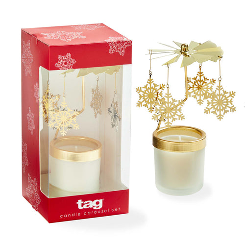 Cedar Fireplace Snowflake Carousel Candle Set Of 2