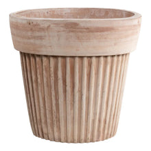Load image into Gallery viewer, Terracotta planter pot with vertical ribbed design and smooth rim