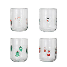 Load image into Gallery viewer, 16 oz. Drinking Glass w/ Embedded Holiday Icon Pattern
