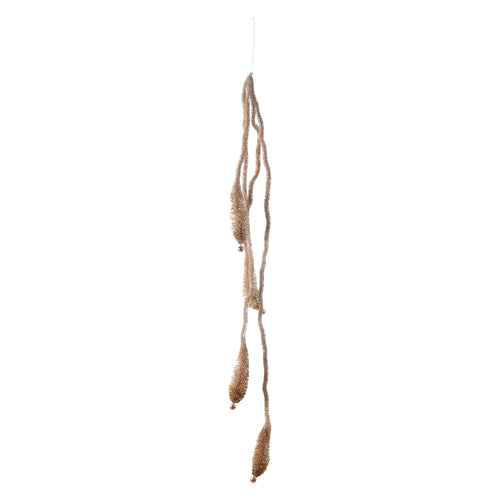 Plastic Bottle Brush & Wire Garland with Balls, Champagne Finish