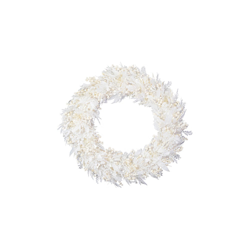 Faux Flocked Botanicals Wreath with Berries & Mistletoe