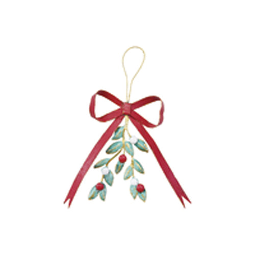 Hanging Metal Bow & Mistletoe Wall Décor, Distressed Finish ©