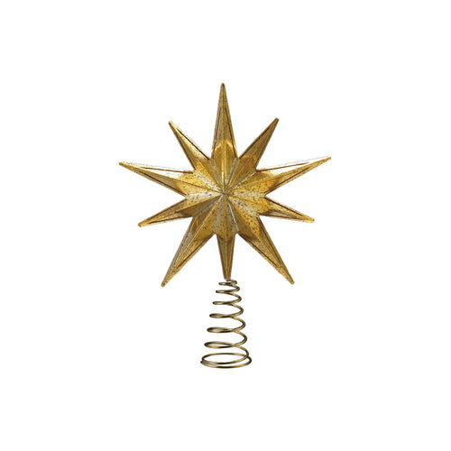 Plastic Star Tree Topper with LED Light, Gold Finish