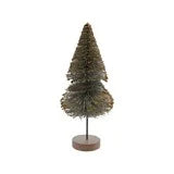 Sisal Bottle Brush Tree with Gold Glitter & Wood Base, Mint Color