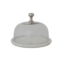 Load image into Gallery viewer, Glass Cloche with Marble Base &amp; Aluminum Handle
